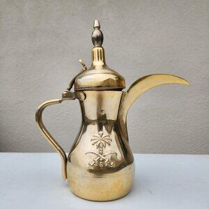 Vintage Arabic Coffee Tea Kettle Tea Pot Teapot Stainless Steel Dallah Gold Colo
